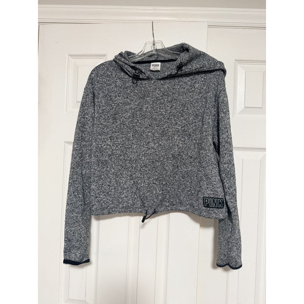 Victoria's Secret PINK Logo Crop Grey Sweatshirt-Size M